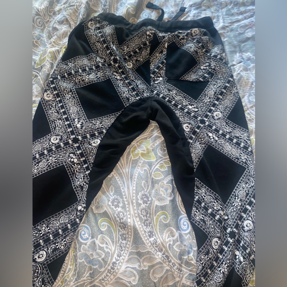 Black bandanna style joggers